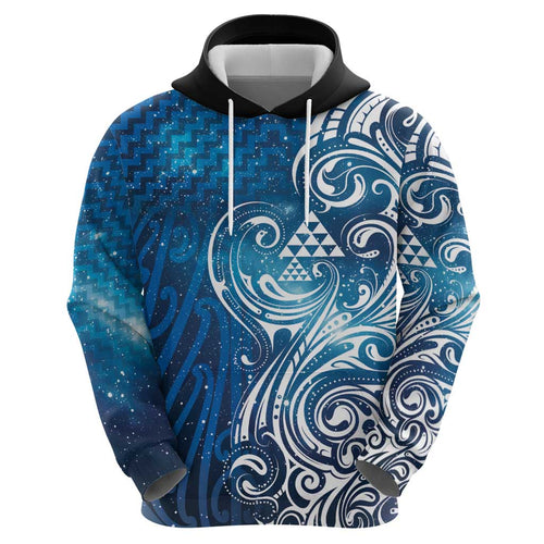 Matariki Galaxy Hoodie Maori Taniko Pattern
