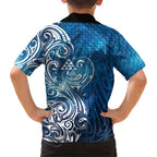 Matariki Galaxy Kid Hawaiian Shirt Maori Taniko Pattern