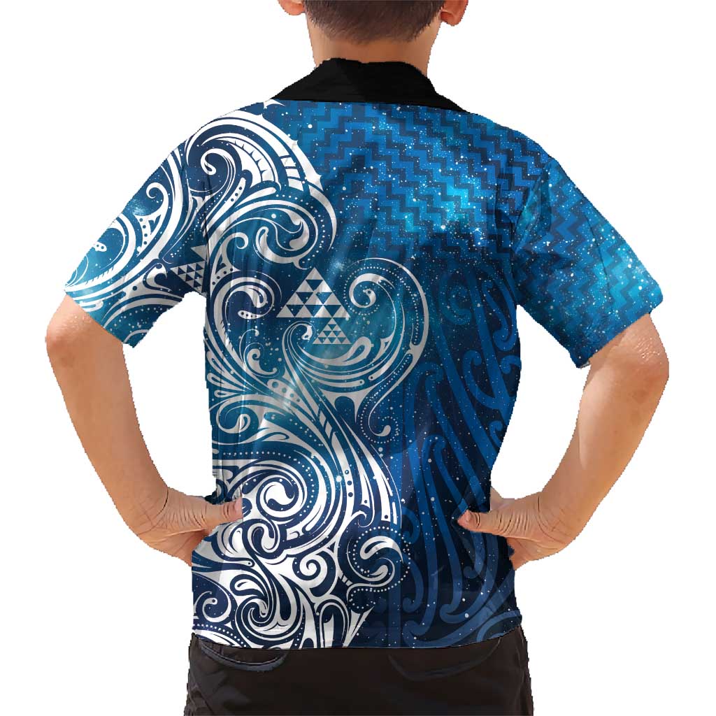 Matariki Galaxy Kid Hawaiian Shirt Maori Taniko Pattern
