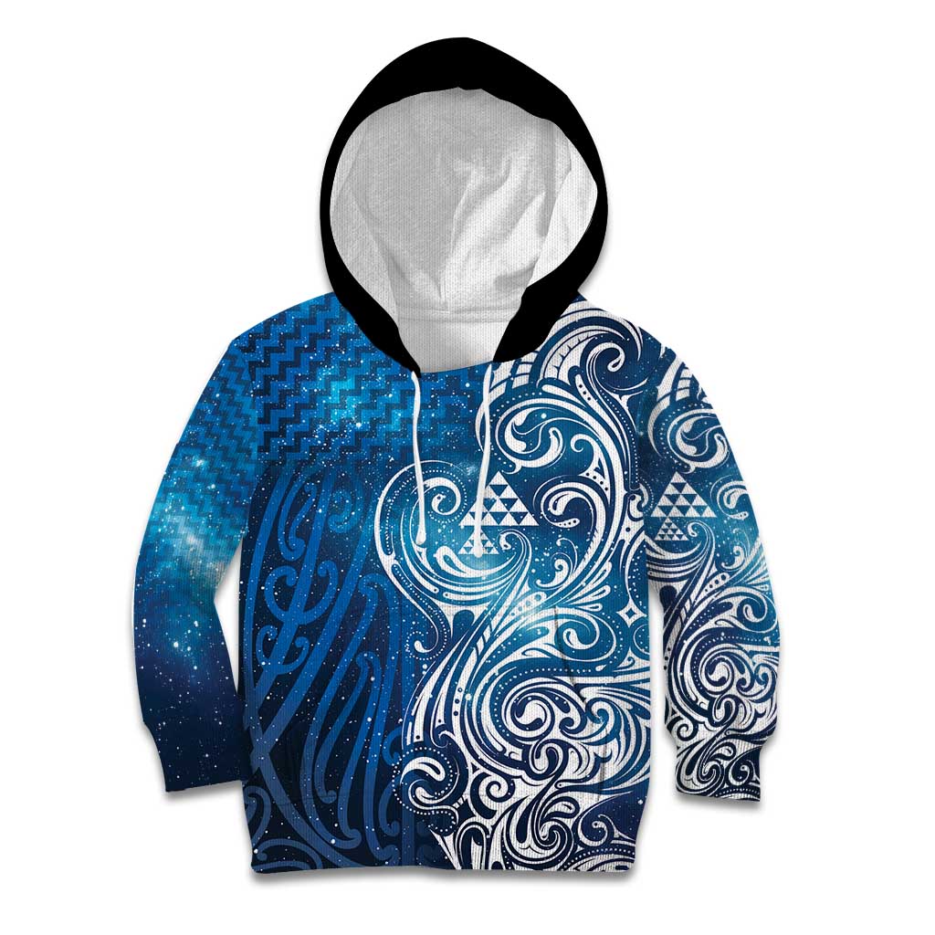 Matariki Galaxy Kid Hoodie Maori Taniko Pattern