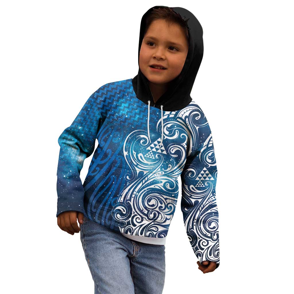 Matariki Galaxy Kid Hoodie Maori Taniko Pattern