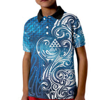 Matariki Galaxy Kid Polo Shirt Maori Taniko Pattern