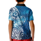 Matariki Galaxy Kid Polo Shirt Maori Taniko Pattern