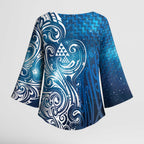 Matariki Galaxy Kimono Sleeve Blouse Maori Taniko Pattern