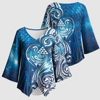 Matariki Galaxy Kimono Sleeve Blouse Maori Taniko Pattern
