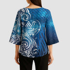 Matariki Galaxy Kimono Sleeve Blouse Maori Taniko Pattern