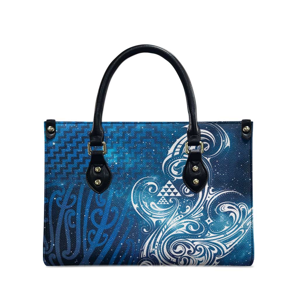 Matariki Galaxy Leather Bag Maori Taniko Pattern
