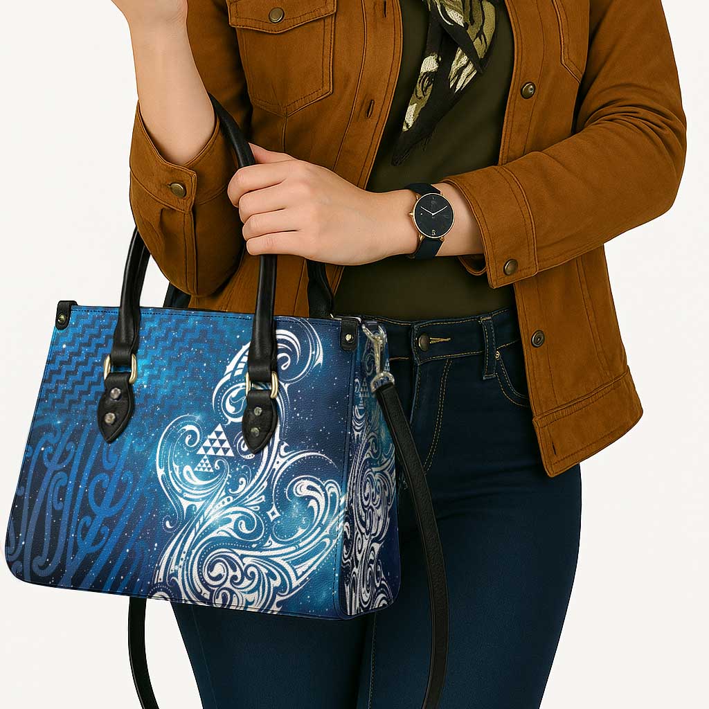 Matariki Galaxy Leather Bag Maori Taniko Pattern