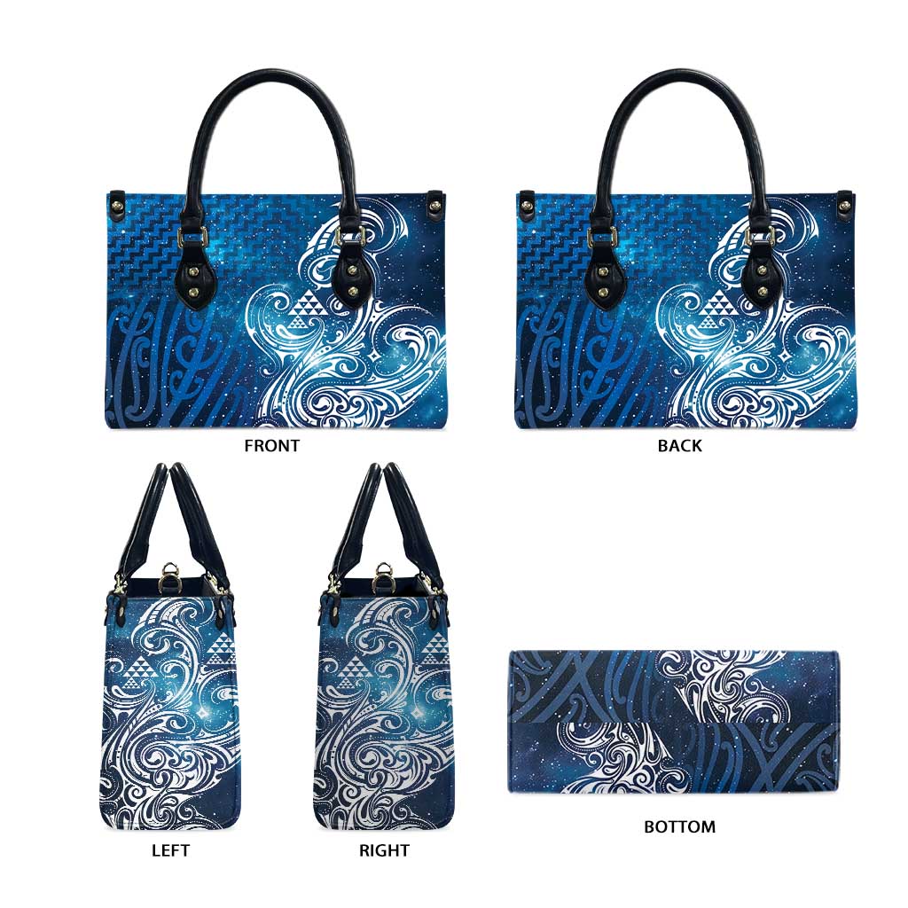 Matariki Galaxy Leather Bag Maori Taniko Pattern