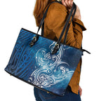 Matariki Galaxy Leather Tote Bag Maori Taniko Pattern