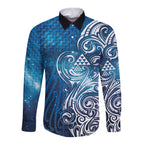 Matariki Galaxy Long Sleeve Button Shirt Maori Taniko Pattern