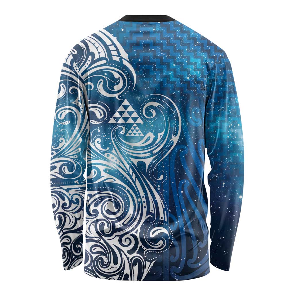 Matariki Galaxy Long Sleeve Shirt Maori Taniko Pattern