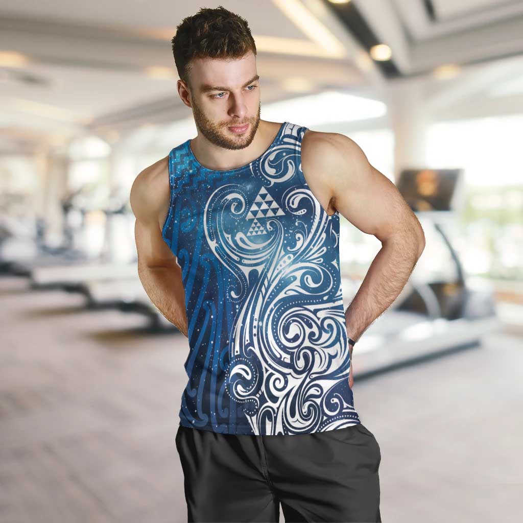 Matariki Galaxy Men Tank Top Maori Taniko Pattern