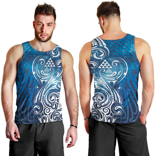 Matariki Galaxy Men Tank Top Maori Taniko Pattern