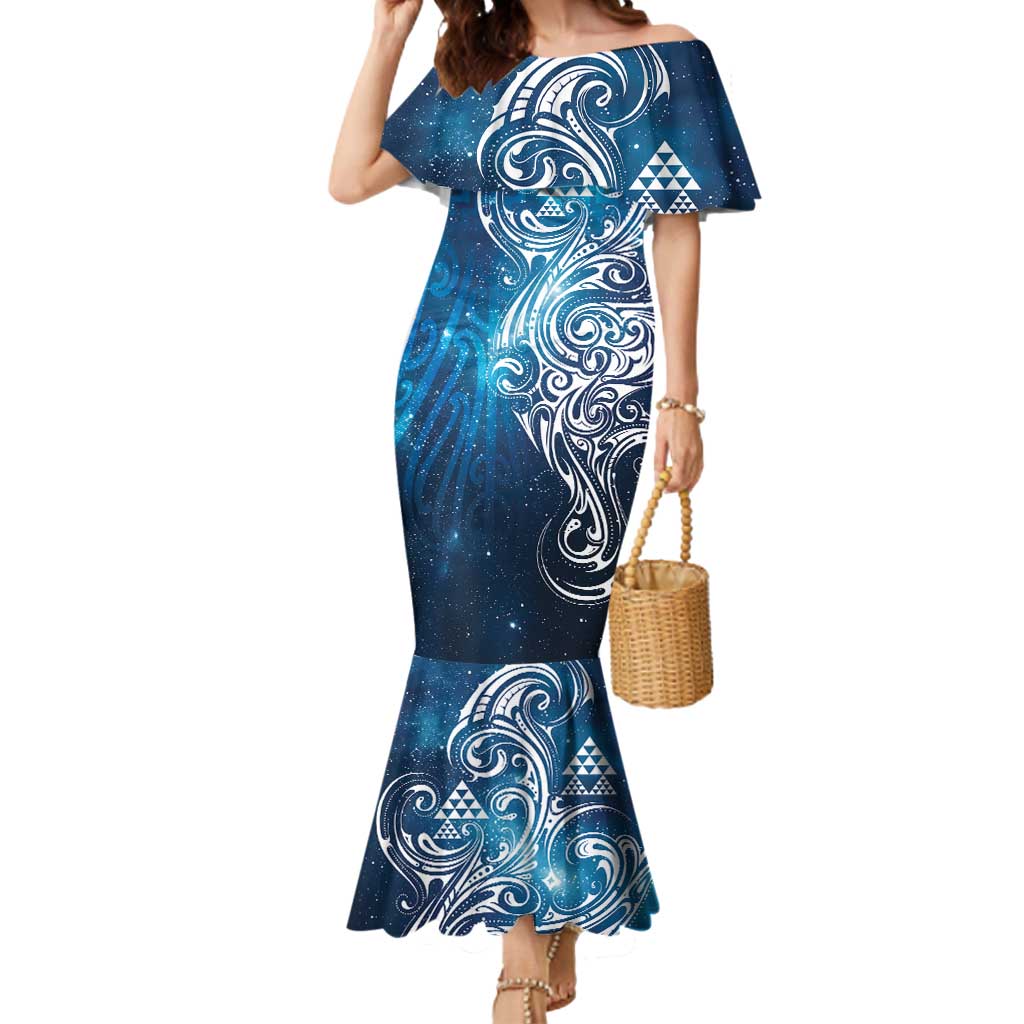 Matariki Galaxy Mermaid Dress Maori Taniko Pattern
