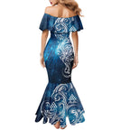 Matariki Galaxy Mermaid Dress Maori Taniko Pattern