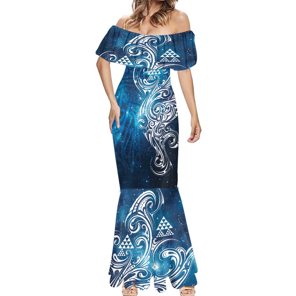 Matariki Galaxy Mermaid Dress Maori Taniko Pattern