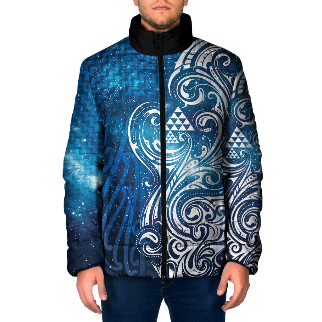 Matariki Galaxy Padded Jacket Maori Taniko Pattern