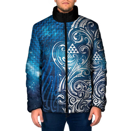 Matariki Galaxy Padded Jacket Maori Taniko Pattern