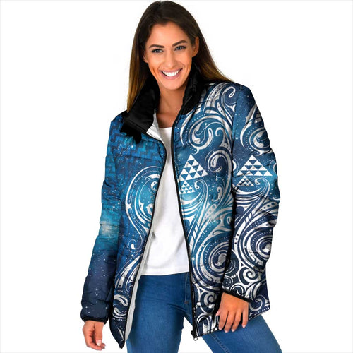 Matariki Galaxy Padded Jacket Maori Taniko Pattern