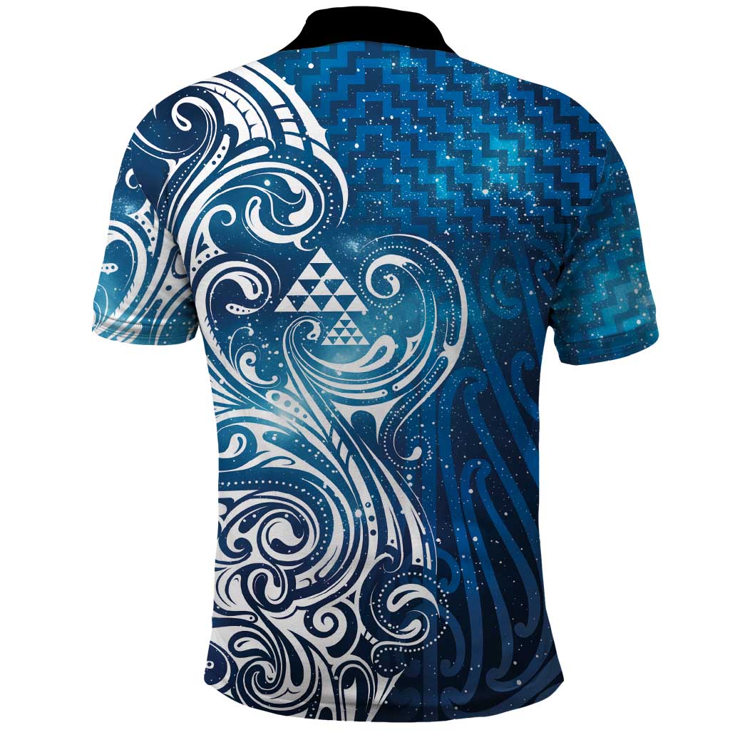 Matariki Galaxy Polo Shirt Maori Taniko Pattern