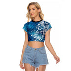 Matariki Galaxy Raglan Cropped T Shirt Maori Taniko Pattern