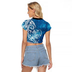 Matariki Galaxy Raglan Cropped T Shirt Maori Taniko Pattern