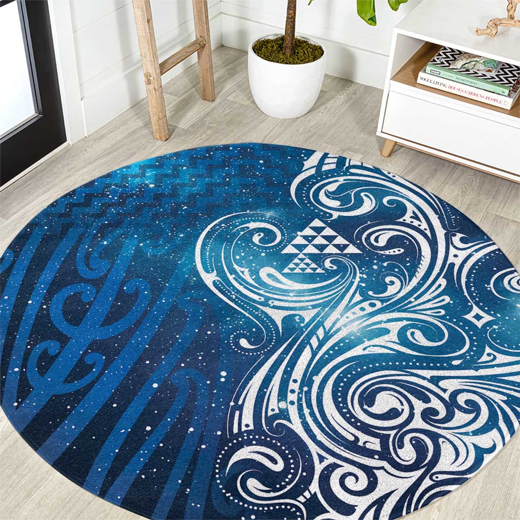 Matariki Galaxy Round Carpet Maori Taniko Pattern