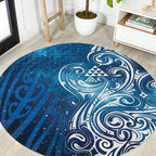 Matariki Galaxy Round Carpet Maori Taniko Pattern