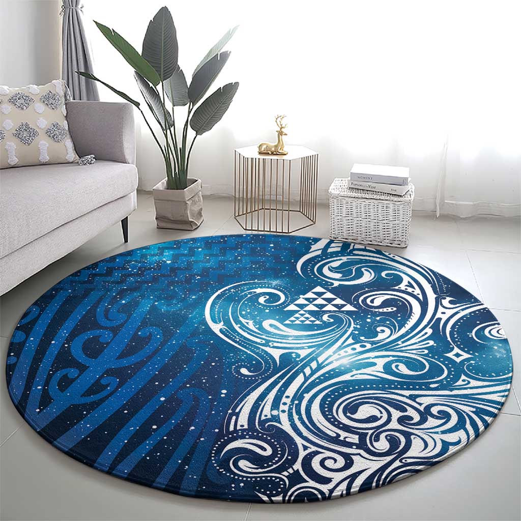 Matariki Galaxy Round Carpet Maori Taniko Pattern