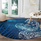 Matariki Galaxy Round Carpet Maori Taniko Pattern