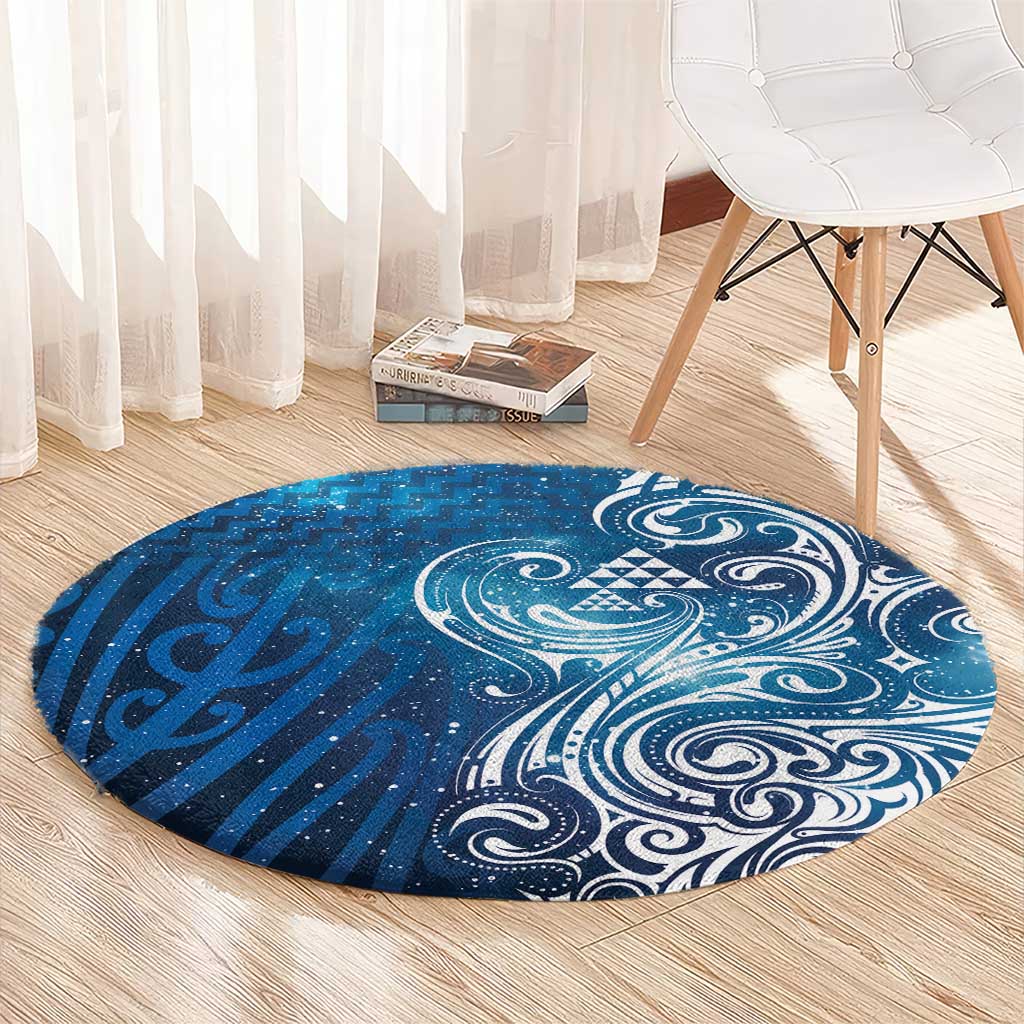 Matariki Galaxy Round Carpet Maori Taniko Pattern