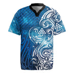 Matariki Galaxy Rugby Jersey Maori Taniko Pattern