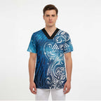 Matariki Galaxy Scrub Top Maori Taniko Pattern