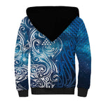 Matariki Galaxy Sherpa Hoodie Maori Taniko Pattern