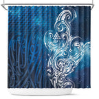 Matariki Galaxy Shower Curtain Maori Taniko Pattern