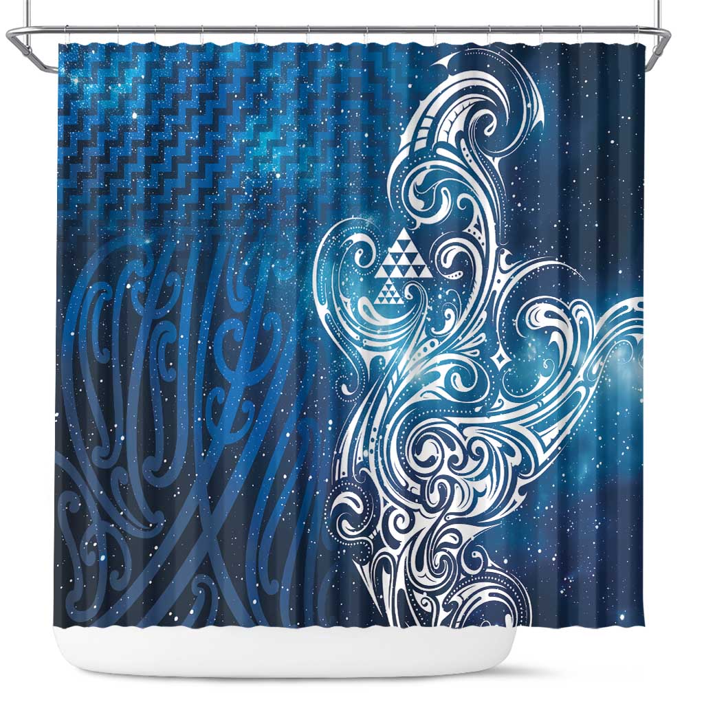 Matariki Galaxy Shower Curtain Maori Taniko Pattern