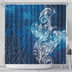 Matariki Galaxy Shower Curtain Maori Taniko Pattern