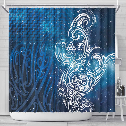 Matariki Galaxy Shower Curtain Maori Taniko Pattern