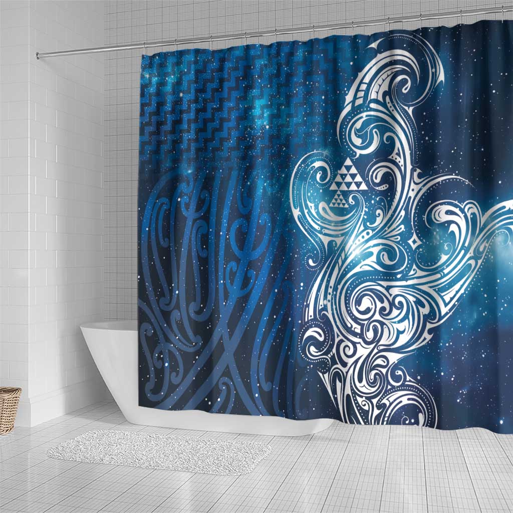 Matariki Galaxy Shower Curtain Maori Taniko Pattern