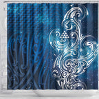 Matariki Galaxy Shower Curtain Maori Taniko Pattern