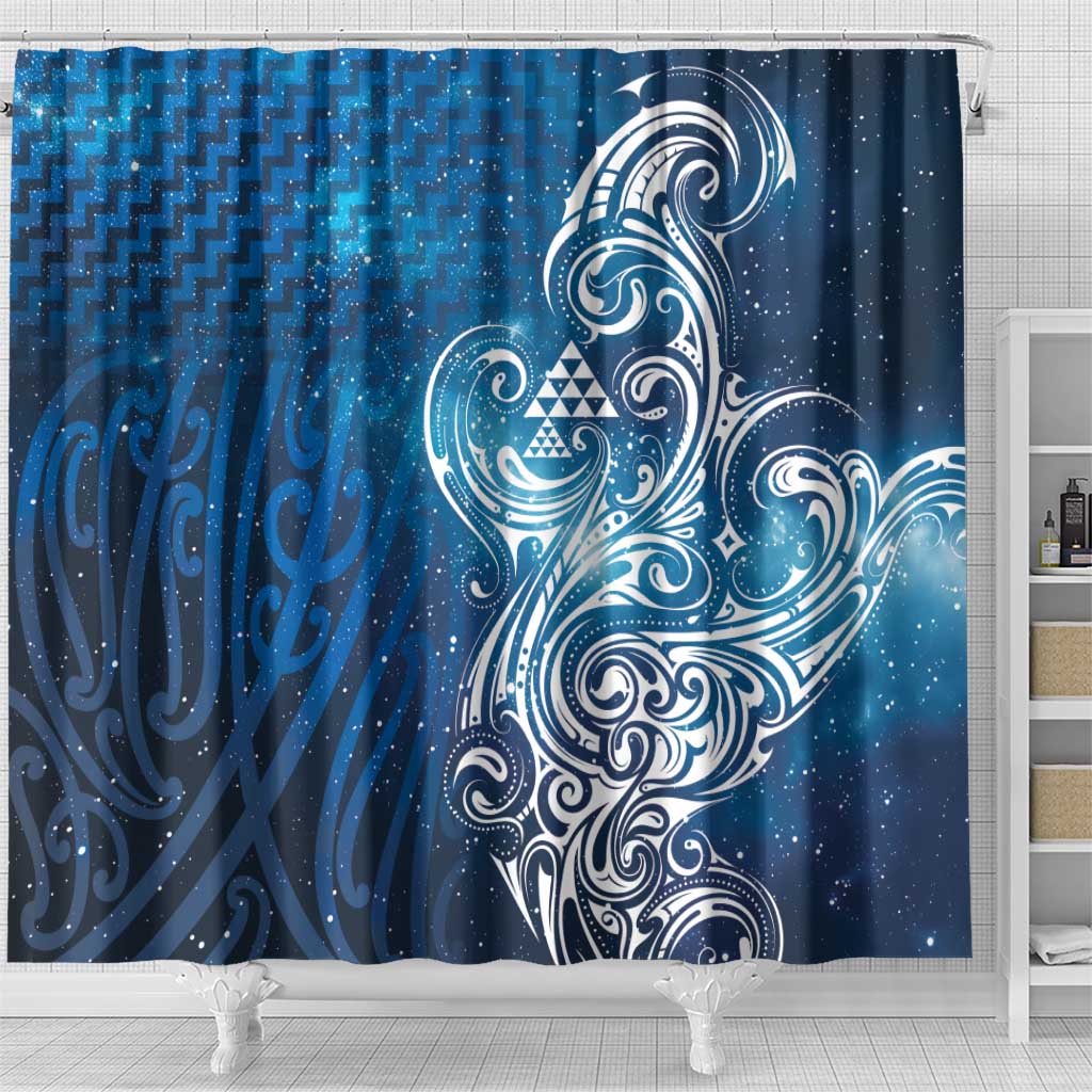 Matariki Galaxy Shower Curtain Maori Taniko Pattern