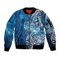Matariki Galaxy Sleeve Zip Bomber Jacket Maori Taniko Pattern