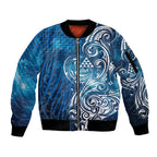 Matariki Galaxy Sleeve Zip Bomber Jacket Maori Taniko Pattern
