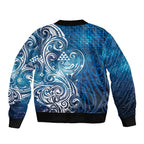 Matariki Galaxy Sleeve Zip Bomber Jacket Maori Taniko Pattern