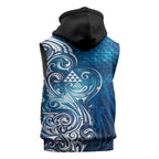 Matariki Galaxy Sleeveless Hoodie Maori Taniko Pattern