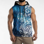 Matariki Galaxy Sleeveless Hoodie Maori Taniko Pattern