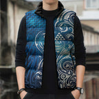 Matariki Galaxy Sleeveless Puffer Jacket Maori Taniko Pattern