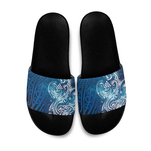 Matariki Galaxy Slide Sandals Maori Taniko Pattern
