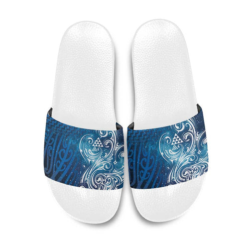 Matariki Galaxy Slide Sandals Maori Taniko Pattern